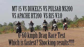 MT15 Vs Apache RTR200 Vs NS200 Vs Duke125 Vs R15 V3