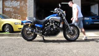 Vmax 1200 Delkevic Mufflers  Buffles In - from side