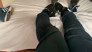 The meeting 002 - Alex trampling on the bed while having footsie fun