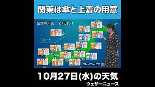 【夜の1分天気】あす10月27日(水)の天気 #Shorts