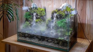 Making an Aquaterrarium with two flowing waterfalls【滝の飛沫を再現したい】