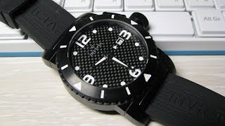 Invicta 1432 Sea Hunter Black Dial Rubber Watch