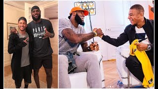 LeBron James meets Brazilian superstar Neymar and World Cup winner Kylian Mbappé in Paris