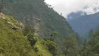 Nepal Army Helicopter in upper Tamakoshi work