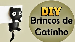 ♥ DIY: Como Fazer Brincos de Gatinho ( How to Make Black Cat Earrings) ♥ #diycute
