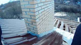 Защита кирпичного дымохода от дождя #4. Огибаем дымоход.