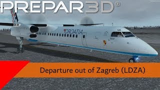 P3D V4.4 - Croatia Airlines Dash 8 Q400 - Departure out of Zagreb (LDZA)