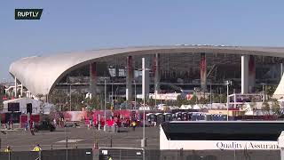 Live outside SoFi Stadium ahead of Superbowl Final between LA Rams and Cincinnati Bengals