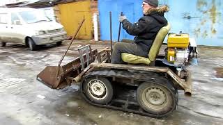 Минитрактор из мотоблока Нева. Фронтальный ковш. Homemade mini dozer