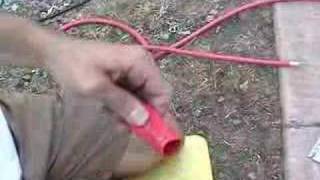 Using Amp CrimpAce crimp tool for battery terminals.