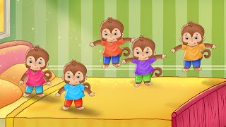 Five Little Monkeys Jumping on the Bed Nursery Rhyme - Cartoon Animation Rhymes Songs for Children