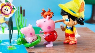 PEPPA PIG ET GEORGE: Mais que fait  PINOCCHIO à la piscine? Histoire de Fraise