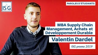 Valentin, promo 2019, nous parle du MBA Supply Chain Management, Achats et Développement Durable