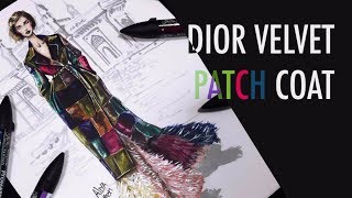 C for Christian Dior. PATCHED VELVET+FEATHER | Fashion Drawing
