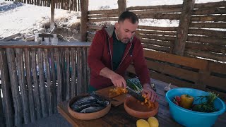 TROUT FRIED ON A FRYING PAN.