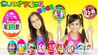 Giant Kinder Surprise Eggs, Chupa Chups Toys Surprise Disney Princess Doc McStuffins Minnie Mickey