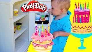 DIY Play Doh Cake Tutorial with Vintage Little Tikes Fridge