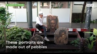 British-born artist shows off incredible pebble portraits
