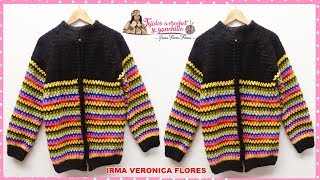 COMO TEJER CHOMPA/SUETER DAMA A  CROCHET MULTICOLORES