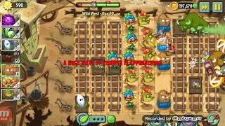 Plants vs zombies 2-Wild West day 30 (no gold bloom/no plant food/level 1 plants) walk through