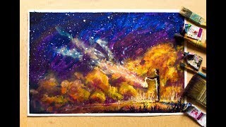 Рисуем волшебную картину акрилом ВОЛШЕБНИК ОБЛАКОВ ★ Валерий Рыбаков ★