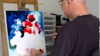 Leonid Afremov making a painting of Flowers