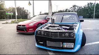 Golf 86 года надрал GT-R, чуть не убились на съемках.