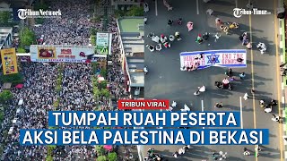 Pakai Baju Hitam Putih, Ratusan Ribu Warga Bekasi Ikut Aksi Bela Palestina