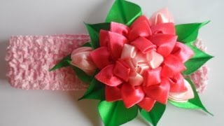 Мастер класс Канзаши : Лотос повязка для  волос / kanzashi lotus flower