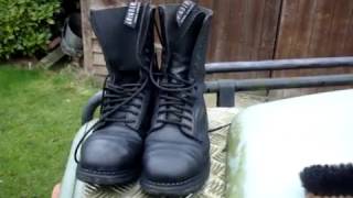 Old Dr Martens V China Dr Martens V Grinders steel toe boots.