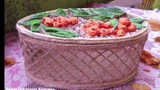 Шкатулка с вазой Рябина. Джутовая филигрань пластика из джута/ideas from jute