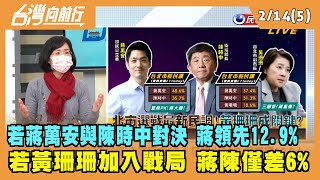 2022.02.14【台灣向前行 Part5】若蔣萬安與陳時中對決 蔣領先12.9% 若黃珊珊加入戰局 蔣陳僅差6%