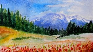 Как научиться рисовать: УРОК 2. Рисуем горный пейзаж (акварель)