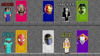 Minecraft Battle: NOOB vs PRO vs HACKER vs GOD - THE CHOICE OF 1000 DOORS Challenge! Animation!