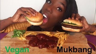 ??Morning Star MUKBANG Vegan Chik & Burger|| French Fries|| Dayia Cheese