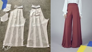 WIDE LEG PALAZZO PANTS PATTERN TUTORIAL | SLASH AND SPREAD METHOD