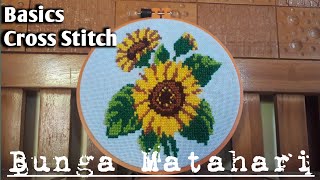 SUNFLOWER | How To Cross Stitch For Beginners - Cara Membuat Sulam Kristik