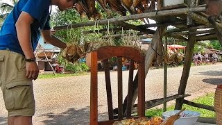 ตลาดปลาแห้งริมถนนบ้านน้ำจริง Lao Store dried fish Market on the road