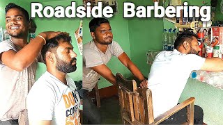 Roadside head massage with neck cracking by Indian barber ASMR