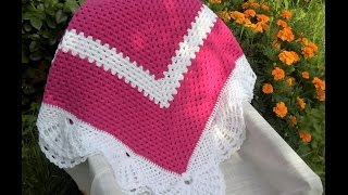 Детский плед крючком "Малиновое облако"_1_Plaid crochet "Crimson cloud"
