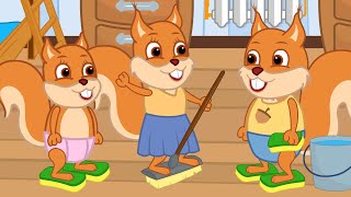 Famille d'Écureuil - Nettoyage Avec Danse Animé 2020 en Français