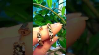 Серьги-кольца с топазами и ониксом. Позолота 14К