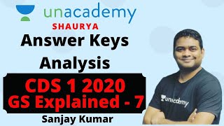 CDS 1 2020 GS Answer Keys | CDS 1 2020 GK Answer Key - 8 | CDS 1 2020 Answer Key Analysis