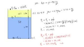 Water and oil are in a tank, calculate pressure at the bottom