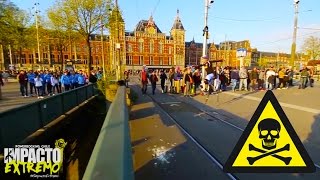 FrontFlip to bridge In Jumping Stilts / Powerbocking