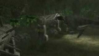 Defeating the T-Rex, Crazy Croft style.