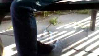 Drunk bum pissed his pants in public
