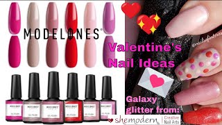 Valentine's Inspired Nail Looks Using Modelones Nude Pink Gel Series And SheModern Galaxy Glitters?