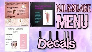 Roblox Bloxburg - Milkshake Menu Decal Id's