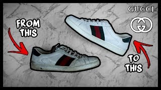 CLEANING FILTHY GUCCI SNEAKERS TO LOOK BRAND NEW AGAIN!